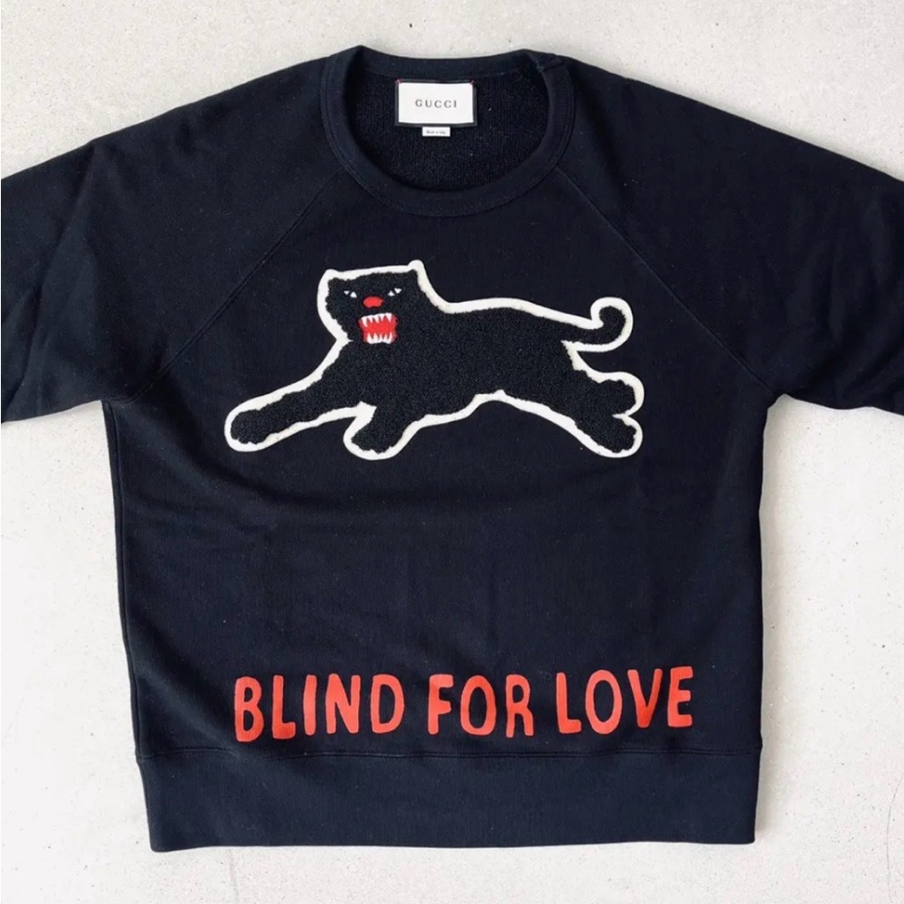 Gucci  Black Sweatshirt with Panther and Red Text